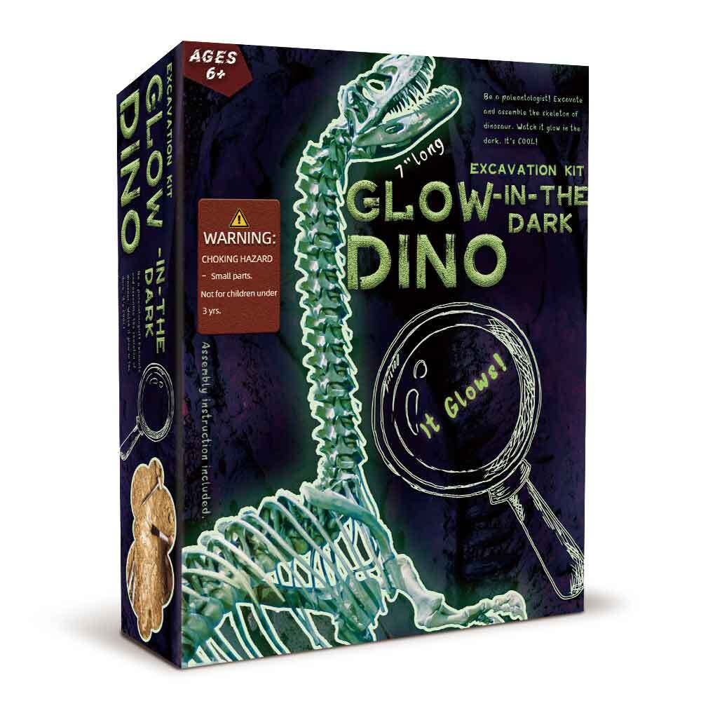 Featuring the Glow in the Dark Diplodocus Excavation Kit