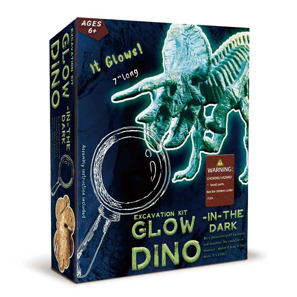 Featuring the Glow in the Dark Triceratops Excavation Kit