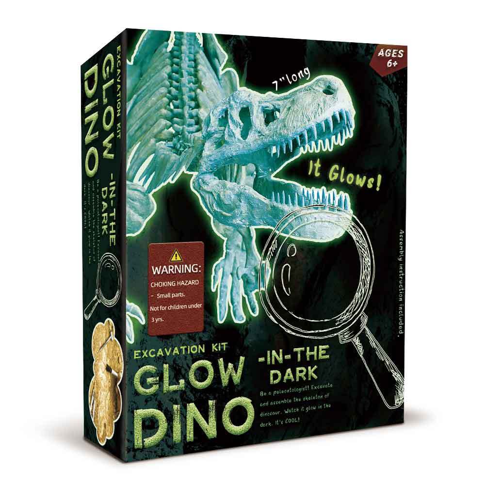 Featuring the Glow in the Dark Tyrannosaurus Excavation Kit