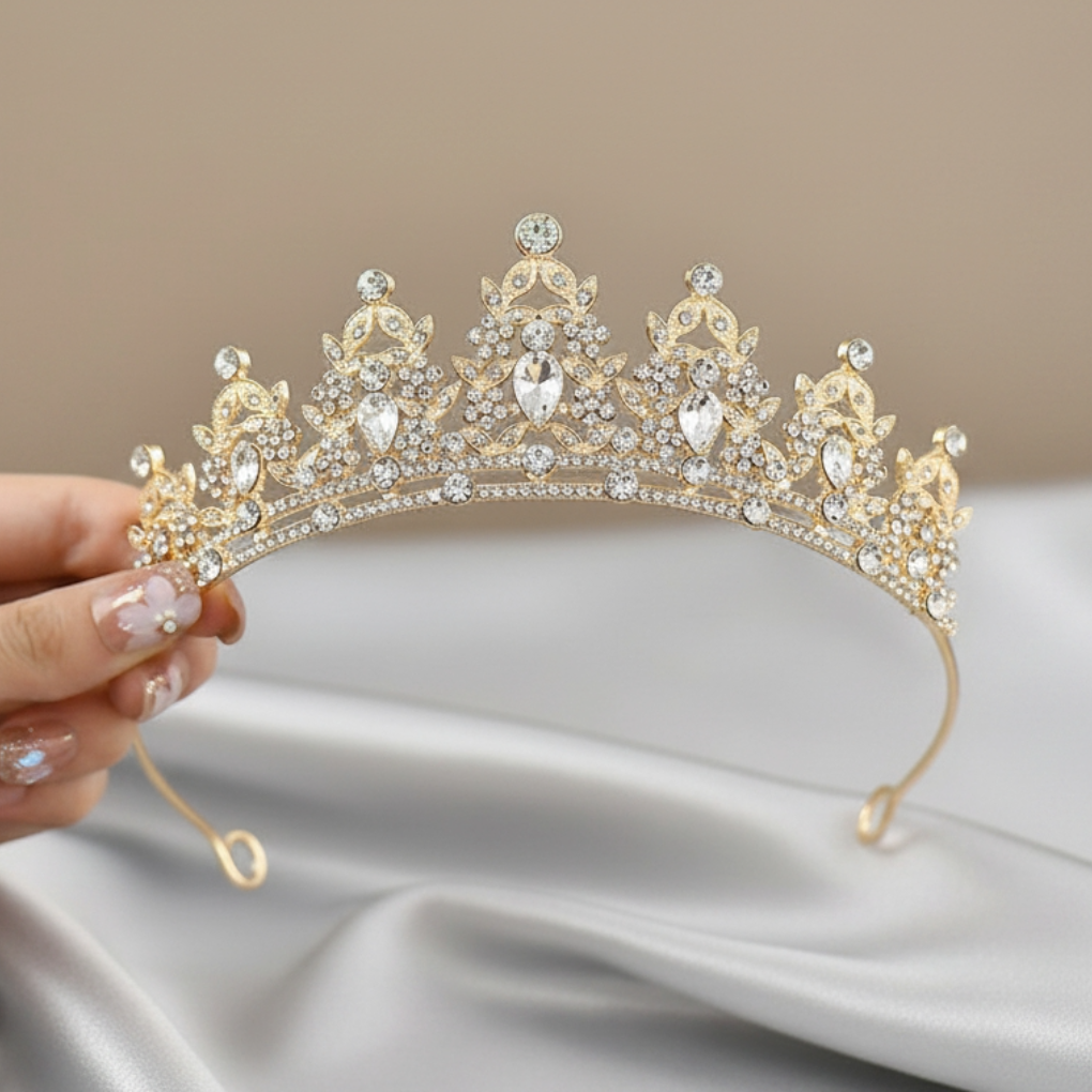 The Gold-Silver Crystal Princess Tiara for Girls – Rhinestone Crown Headband for Birthdays, Weddings & Dress-Up
