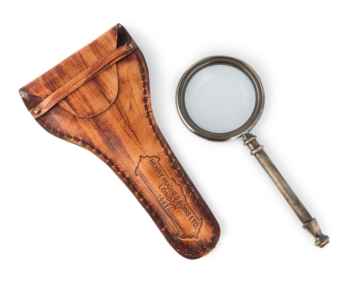 The Henry Hughes 80mm Pocket Magnifying Glass Antique-Style Collectable against a white background.