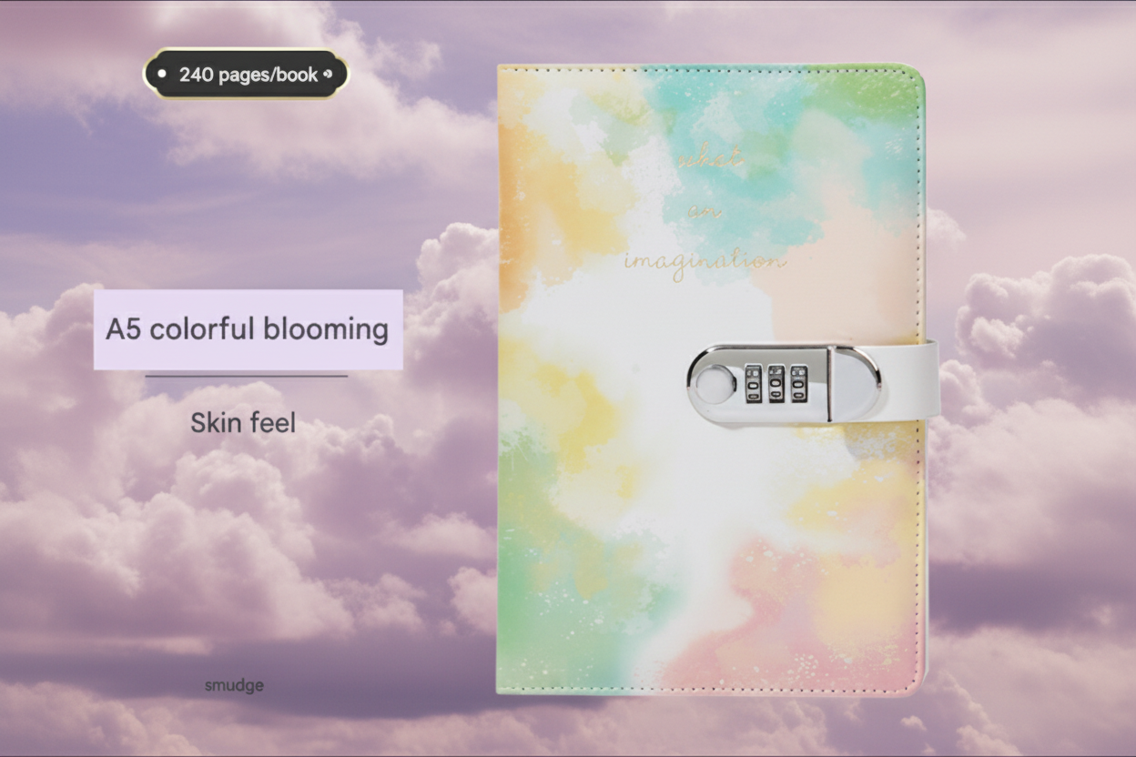 ImagiLock Tie-Dye Creativity Journal – A5 Soft Touch Lockable Diary with 240 Pages (Colourful Blooming Edition)