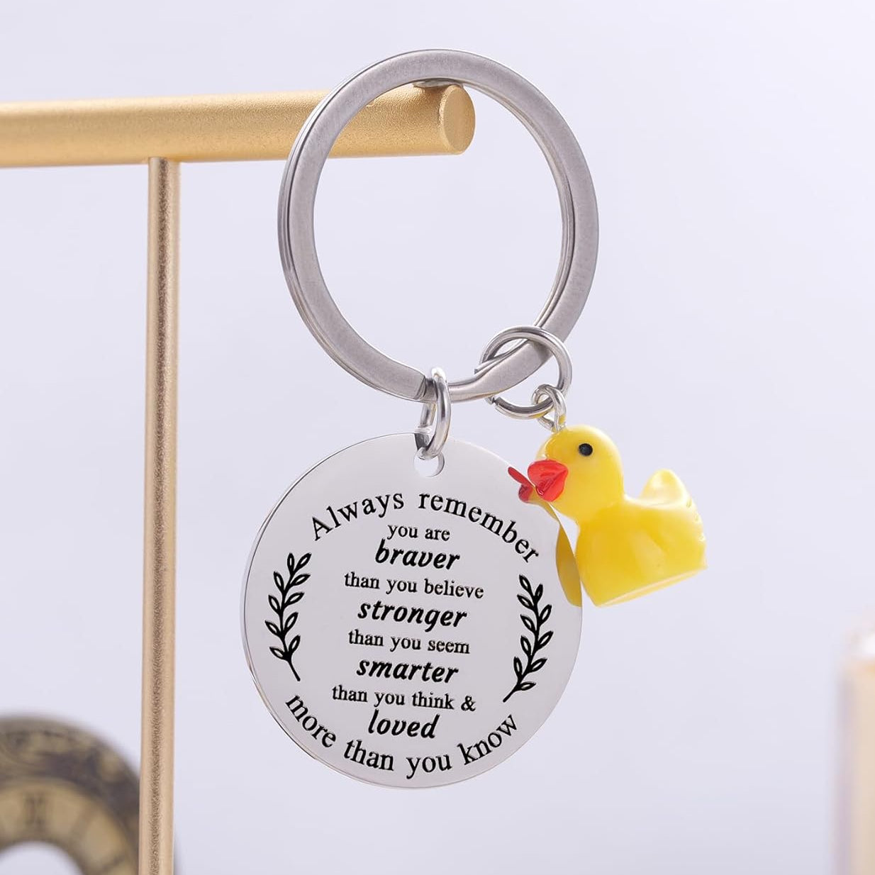 The Inspirational Duck Keychain – “You Are Braver” Motivational Charm Keyring Gift
