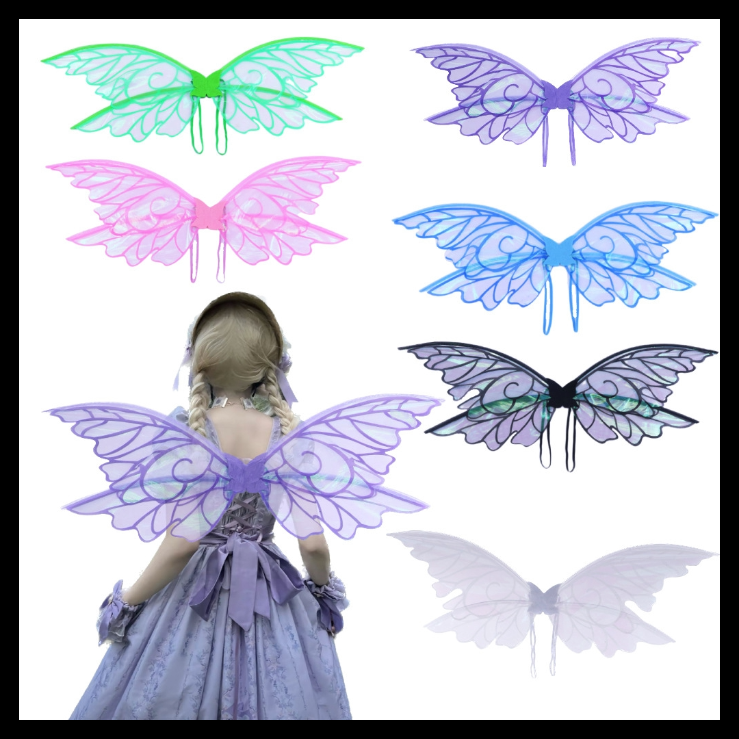 Iridescent Fairy Wings Costume Accessory – Adult Butterfly Elf Wings for Dress-Up, Cosplay & Parties in Various Colours