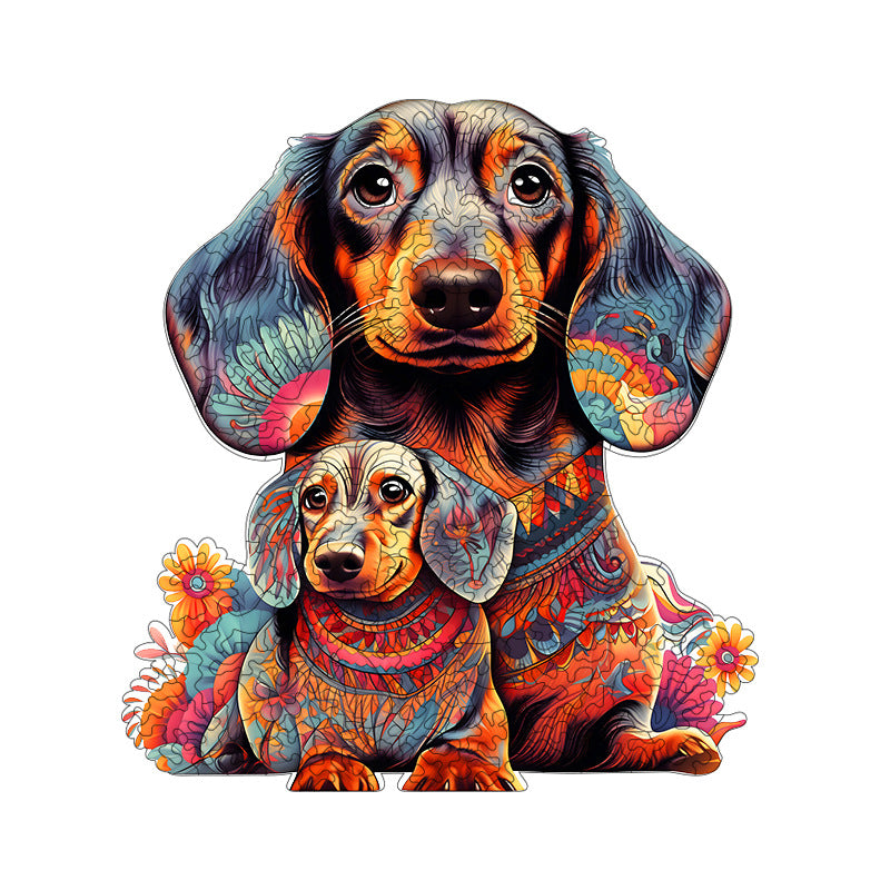 The Irregular Wooden Puzzle – “Mother & Puppy” A3 (33×43cm), 210 Pieces, 4mm Thick Jigsaw Gift & Display Puzzle