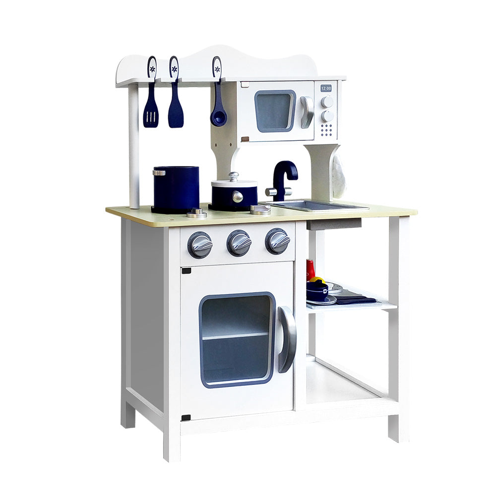 The beautifully crafted Keezi Kids Wooden Culinary Kitchen Play Set is designed to integrate seamlessly into modern and minimalist family spaces.