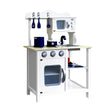 The beautifully crafted Keezi Kids Wooden Culinary Kitchen Play Set is designed to integrate seamlessly into modern and minimalist family spaces.