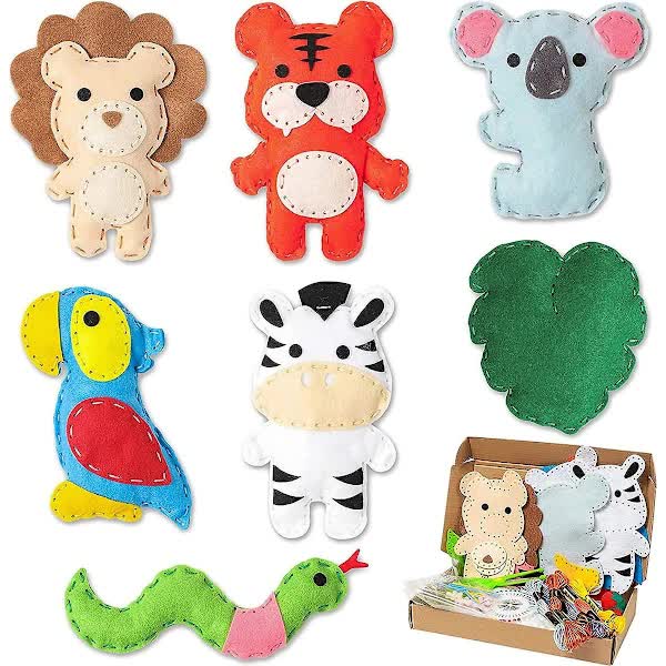 The Kids Felt Sewing Kit – DIY Animal Craft Set with Pre-Cut Shapes, Safe Needles & Beginner Sewing Materials