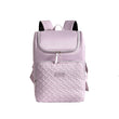 Lilac purple insulated backpack with a textured pattern on a white background