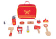 The Little Firefighter Play Set in Carry Bag, featuring wooden rescue tools that encourage imaginative storytelling and role-based exploration, with a handy zip-up bag.