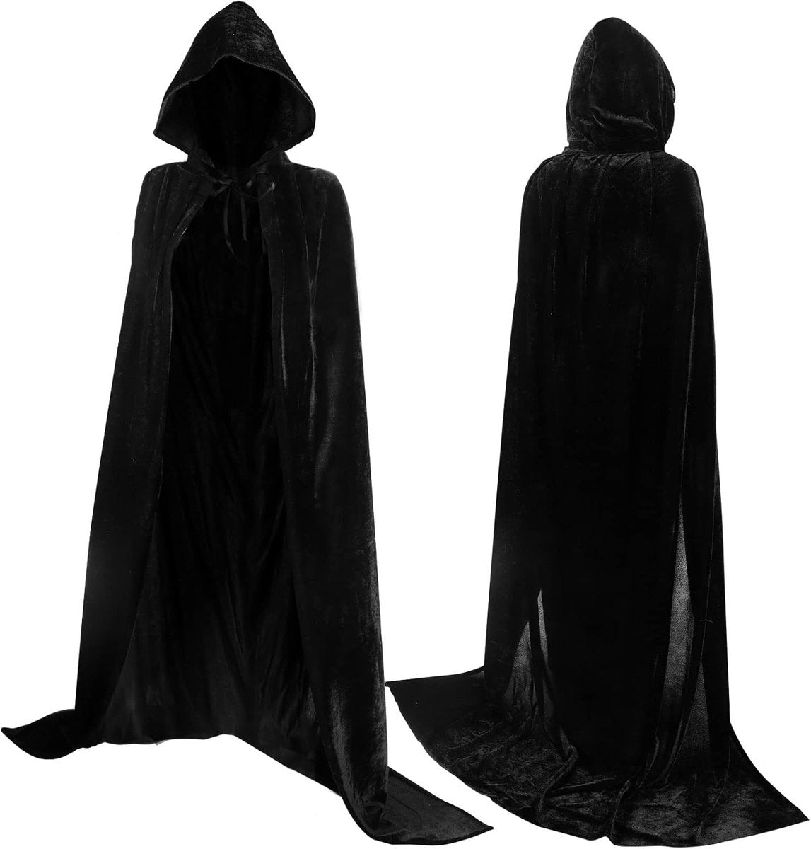The Luxury Black Hooded Cape – Adult Long Velvet Costume Cloak for Halloween, Cosplay & Fantasy Dress-Up