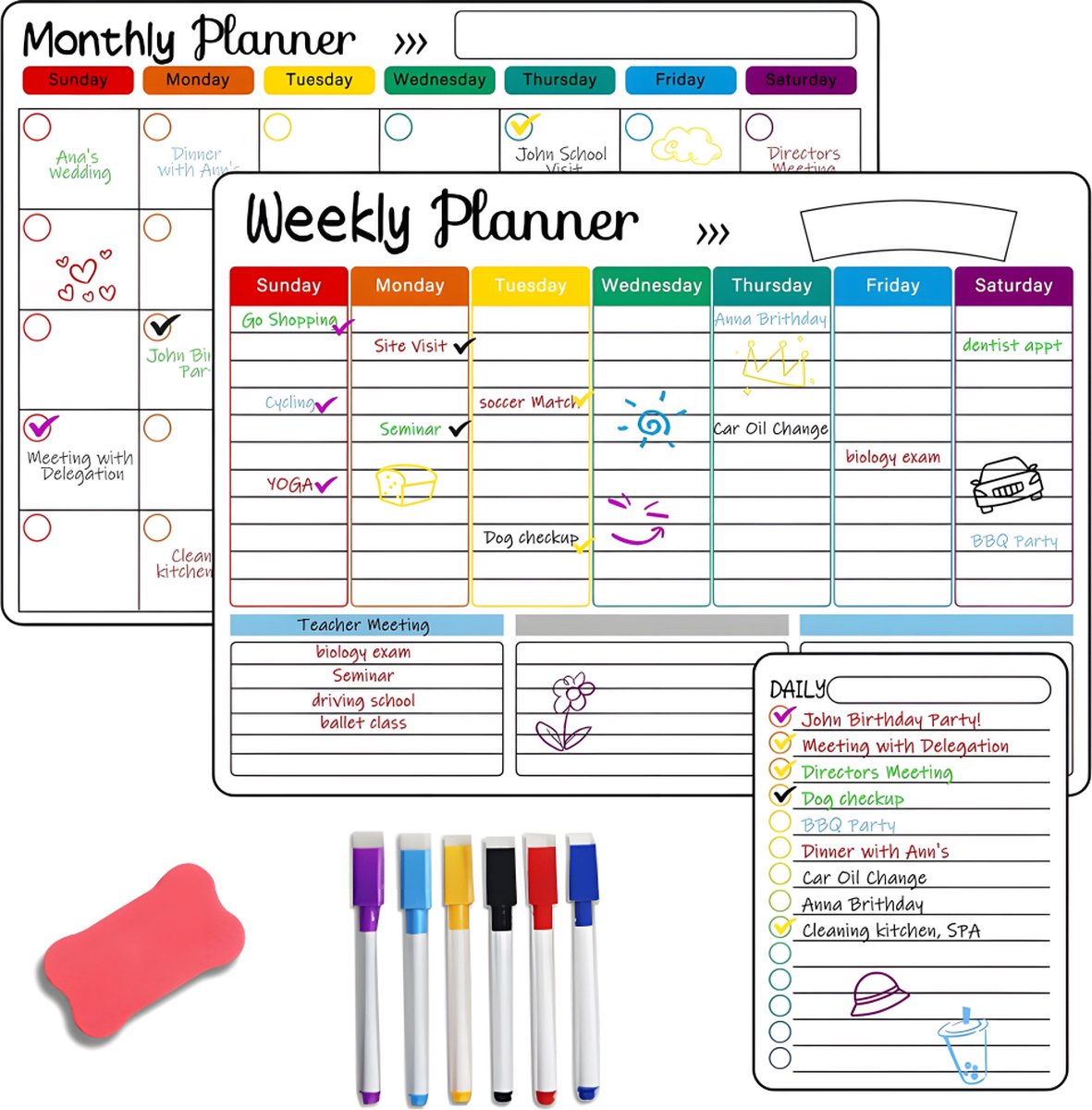 The Magnetic Fridge Planner Set – Monthly, Weekly & Daily Whiteboard with Markers & Eraser (Reusable Family Organiser) is perfect for home organisation.