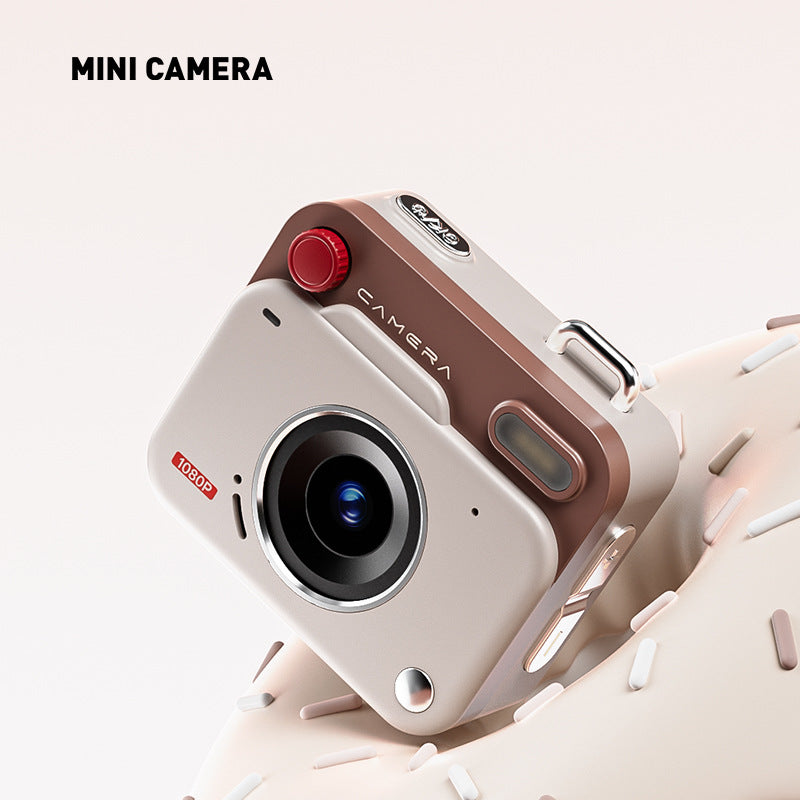 The Mini Retro Digital Camera Keychain – 48MP Photos & 1080P HD Video Travel Camera with Filters & Flash (Khaki Brown)