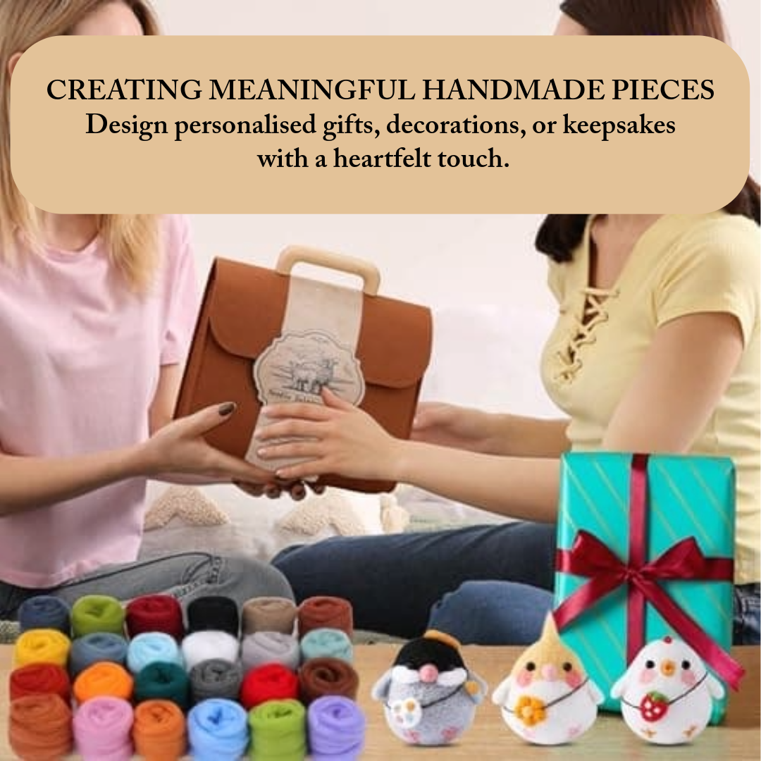 24 Colour Needle Felting Kit with Wool, Needles, Tools & Storage Bag – Complete Beginner DIY Craft Set for Felting Projects & Creative Art