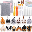 The Needle Felting Kit for Beginners – 45-Piece DIY Animal Craft Set with Wool, Tools & Accessories, featuring a collection of craft supplies including felt animals, tools, and materials on a white background
