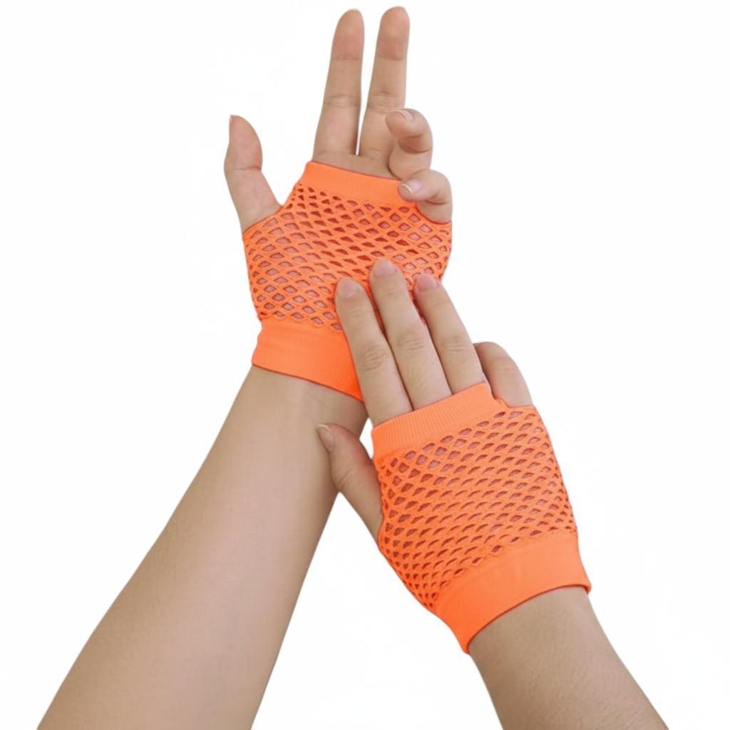 The Orange Fishnet Fingerless Gloves 