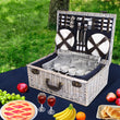 Alfresco 6 Person Picnic Basket Set Willow with Blanket and Insulated Bag - Navy Blue