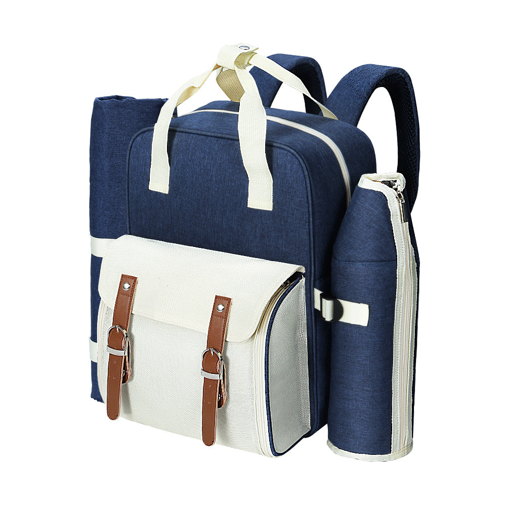 Alfresco 4 Person Picnic Backpack Set Insulated Bag - Blue