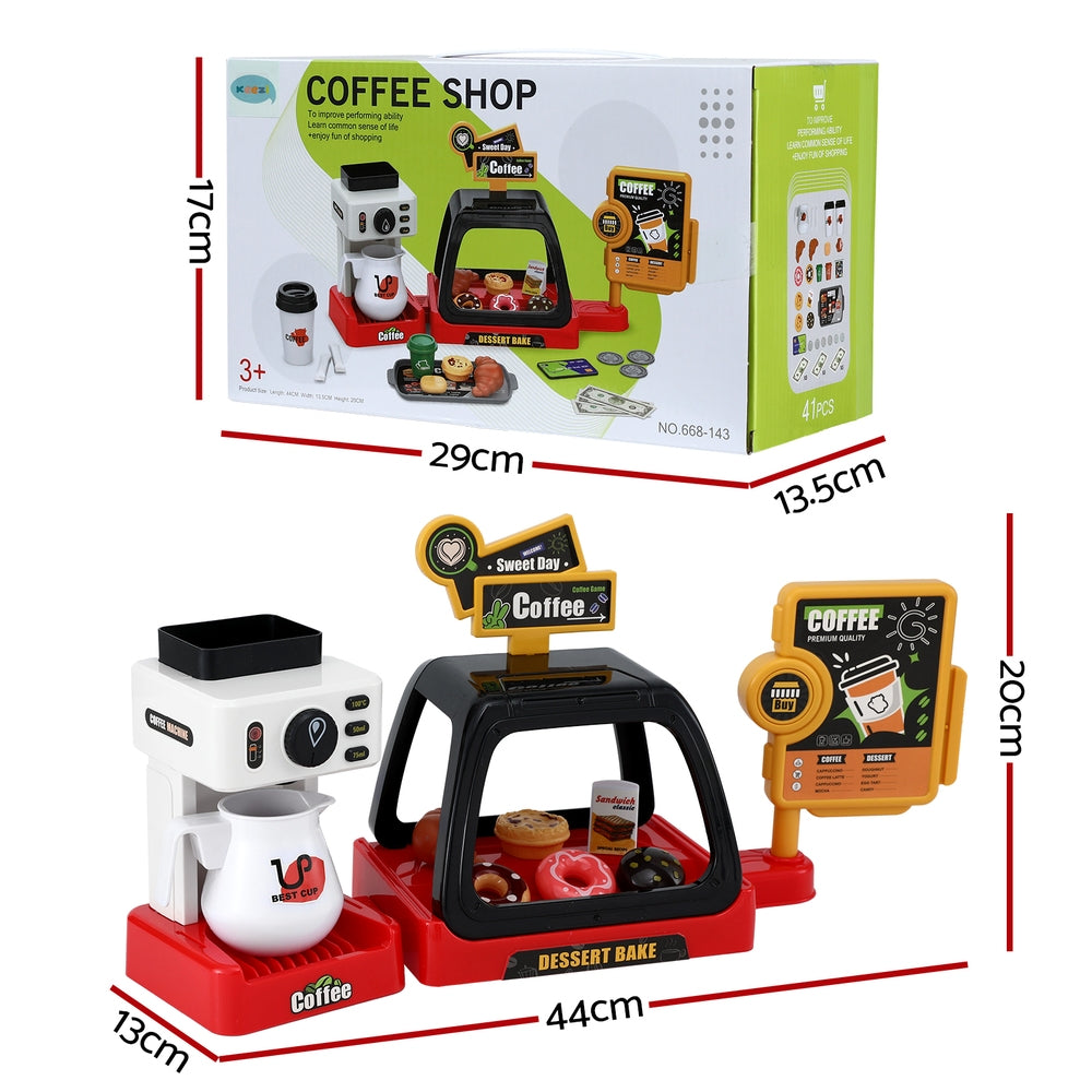 Keezi Kids Toy Coffee Shop with Dessert Bake and Play Money Set