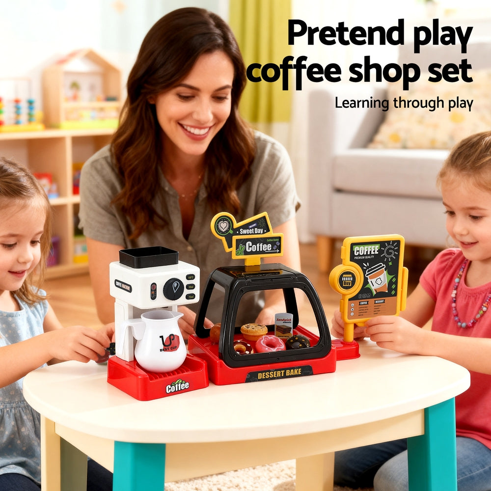 Keezi Kids Toy Coffee Shop with Dessert Bake and Play Money Set
