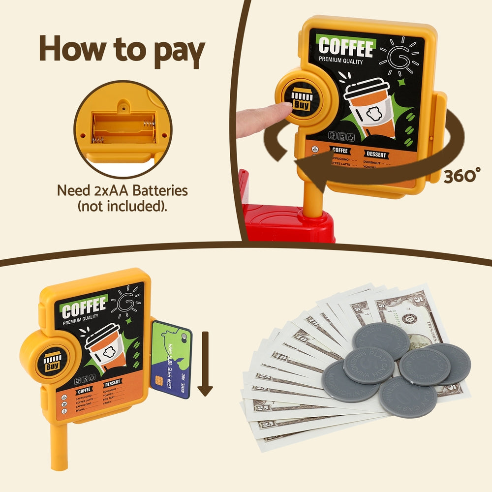 Keezi Kids Toy Coffee Shop with Dessert Bake and Play Money Set