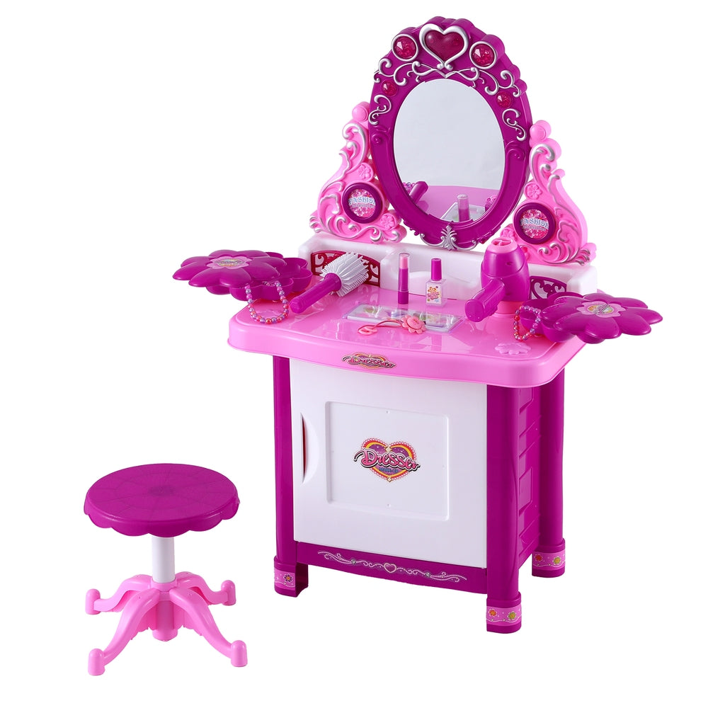 Keezi Kids Pink Dresser Pretend Makeup and Hair Salon