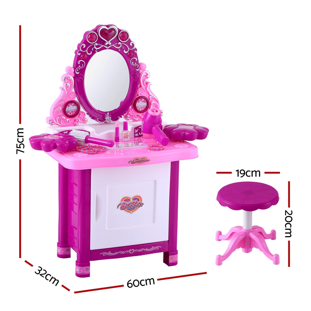 Keezi Kids Pink Dresser Pretend Makeup and Hair Salon