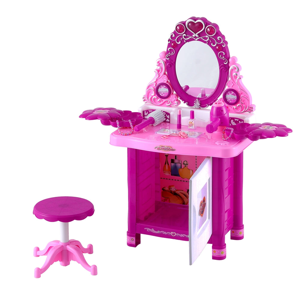 Keezi Kids Pink Dresser Pretend Makeup and Hair Salon