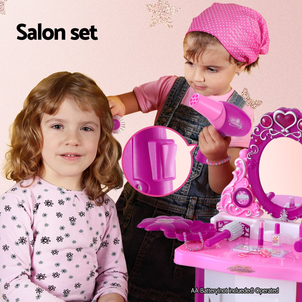 Keezi Kids Pink Dresser Pretend Makeup and Hair Salon