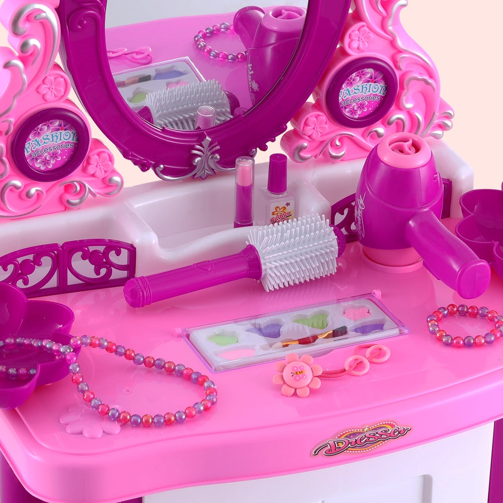 Keezi Kids Pink Dresser Pretend Makeup and Hair Salon