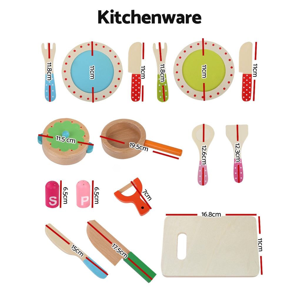 Keezi Kids Wooden Culinary Kitchenware Play Set with Vegetables and Fruit