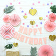 The Pink Birthday Decorations Set – Happy Birthday Banner, Paper Fans, Heart & Star Garland Party Kit for festive, playful celebrations.