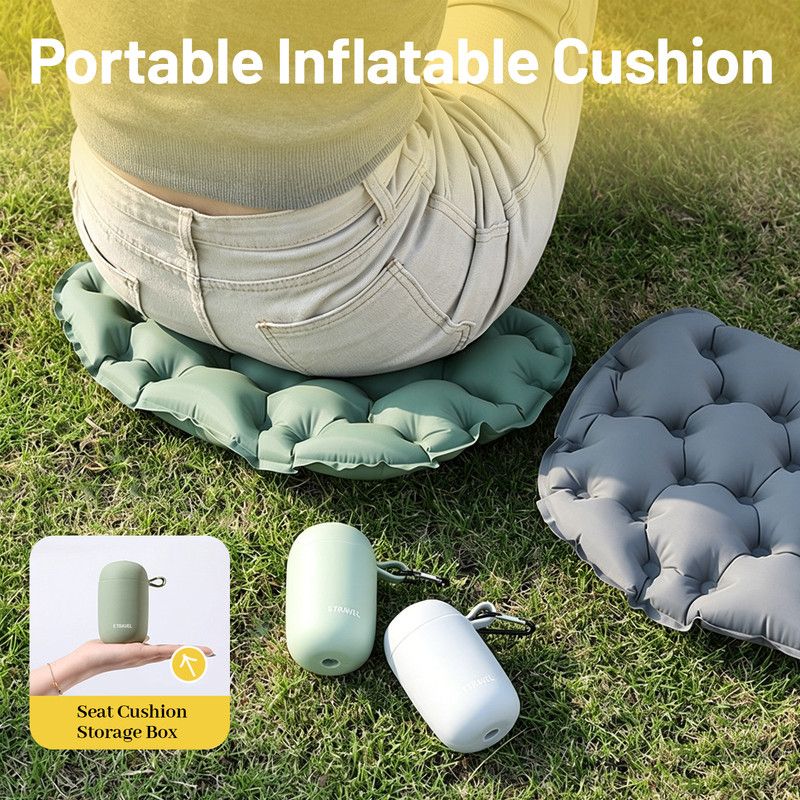 The Portable Inflatable Seat Cushion with Built-In Pump & Storage Case – Compact Waterproof Outdoor Cushion (Grey)