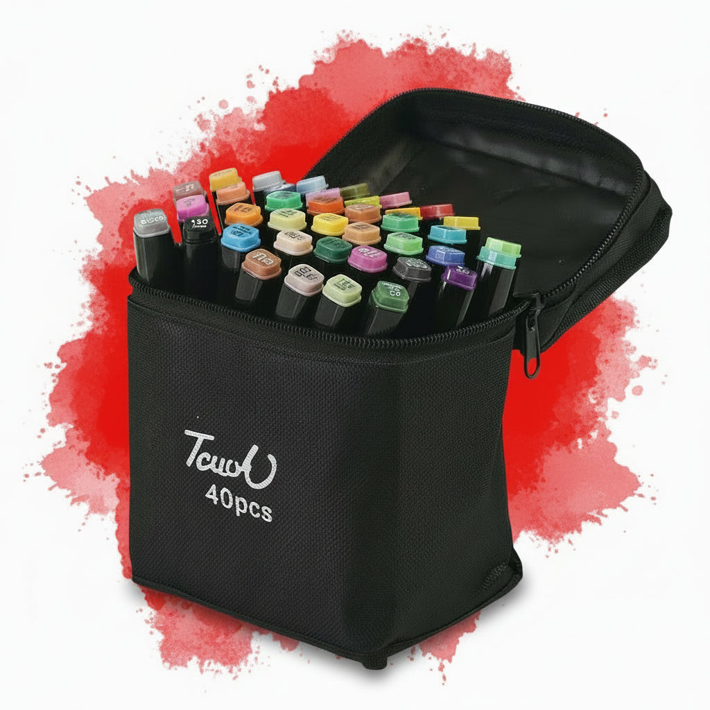 Featuring Professional Dual-Tip Marker Set - 40 Colours in a black carry bag