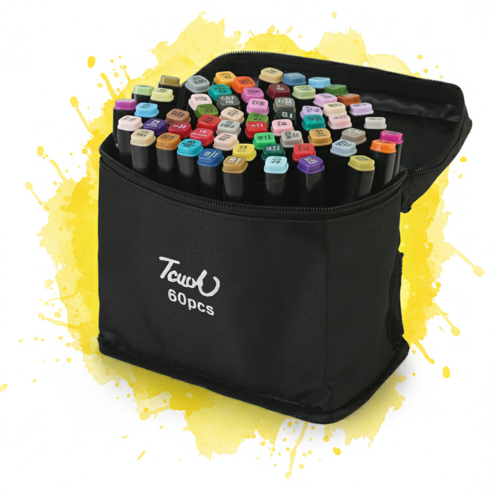 Featuring Professional Dual-Tip Marker Set - 60 Colours in a black carry bag