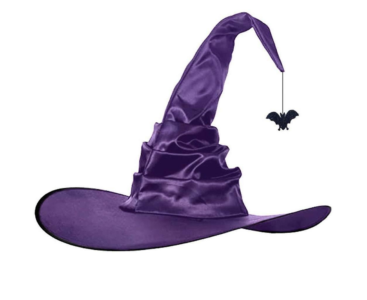 The Purple Ruched Witch Hat – Large Satin Halloween Wizard Hat for Cosplay, Costume & Party Dress-Up