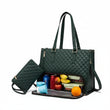 The Quilted Laptop & Lunch Tote Bag with Insulated Compartment & Clutch – Fits 15.6" Laptop, Water-Resistant Work & Travel Bag (Moss Green)
