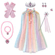 The Rainbow Princess Cape Set for Kids – Pink Star Tulle Cloak with Tiara, Wand, Gloves & Jewellery Costume