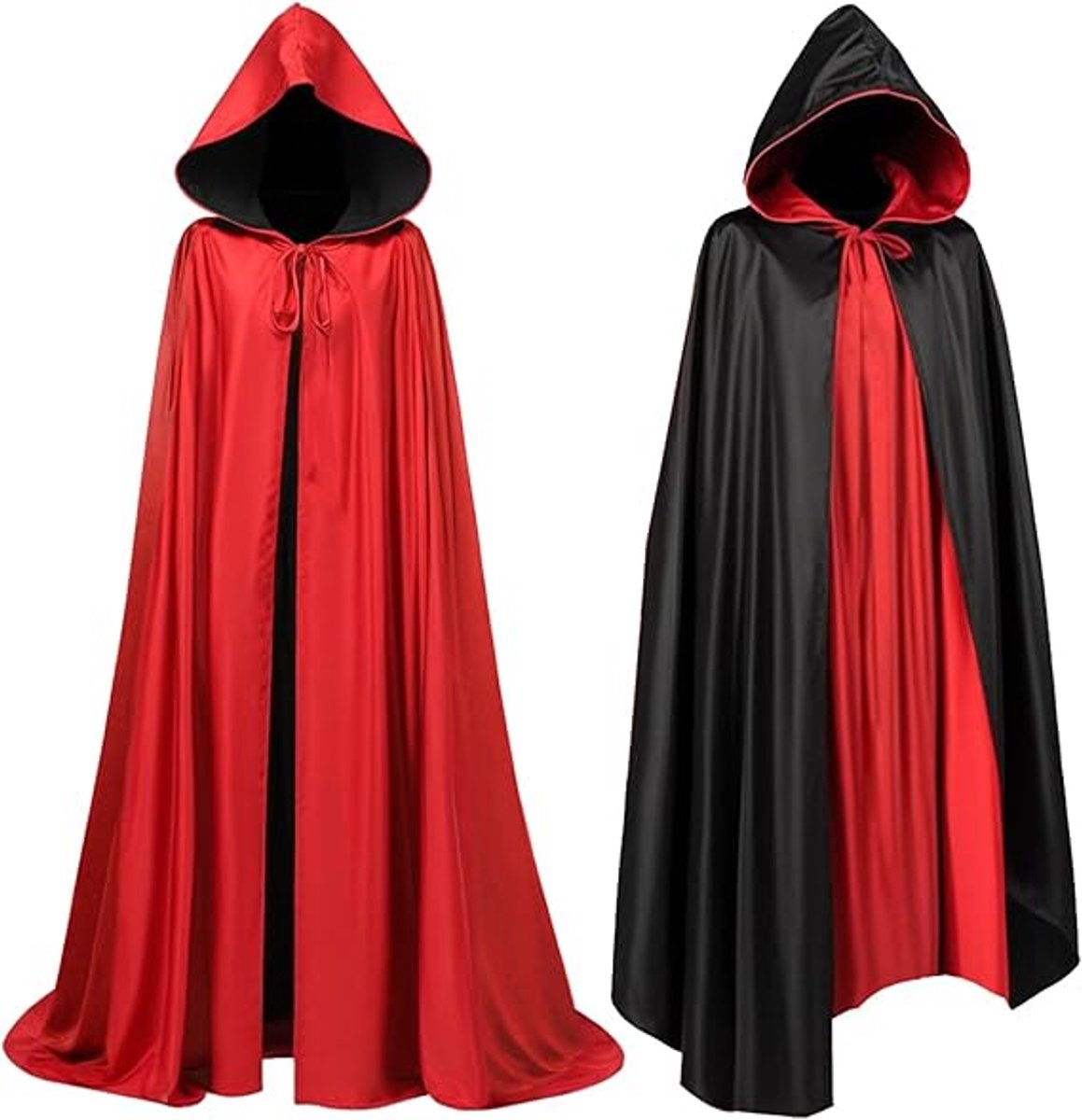 The Reversible Black Red Hooded Cape – Adult Vampire Dracula Costume Cloak for Halloween & Cosplay