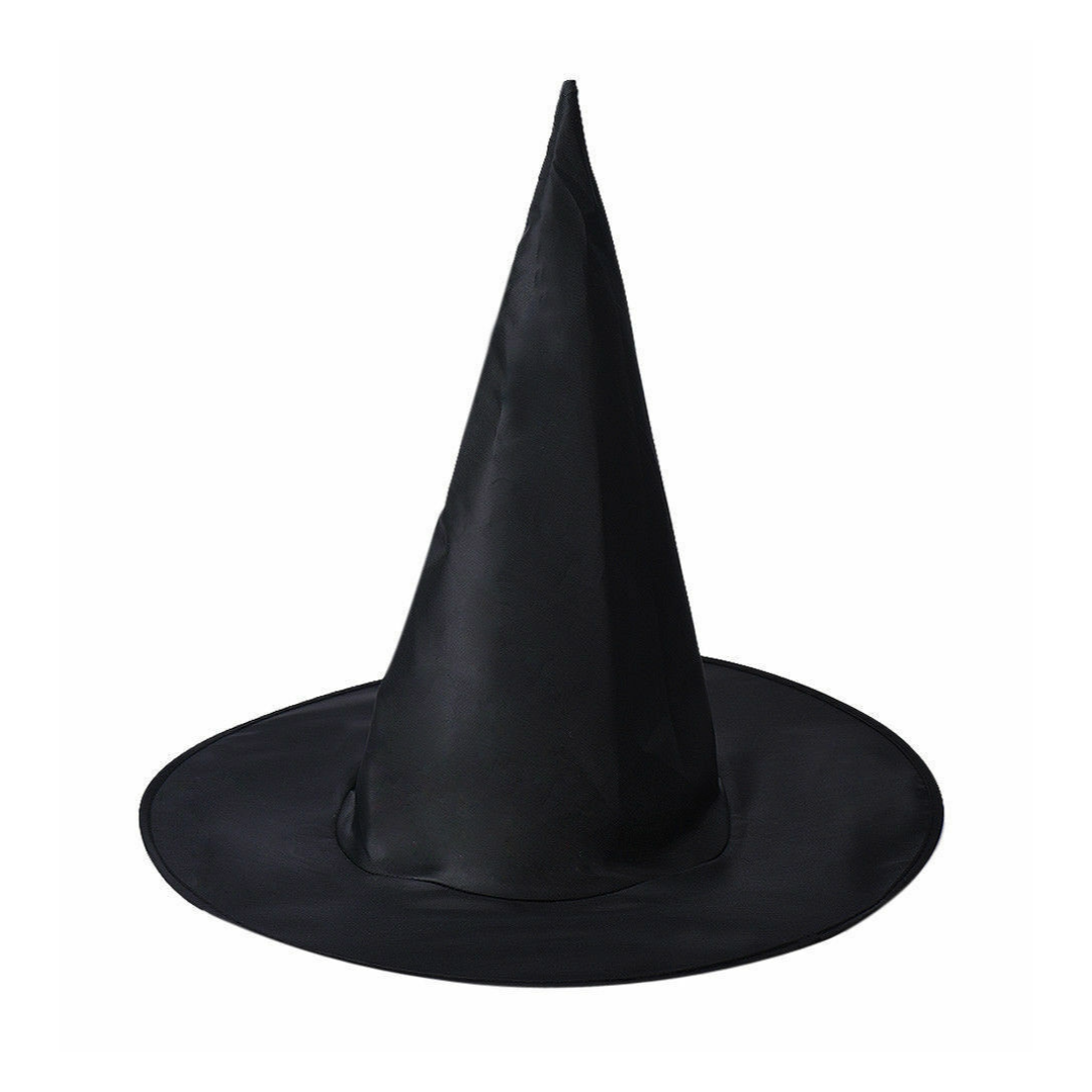 The Sorcerer's Hat Party Costume in Black with a conical point, designed for adults and children's costume play.