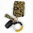 The Sunflower Wristlet Keychain Wallet – Silicone Beaded Bracelet with Card Holder, Tassel & Hands-Free Keyring for Women