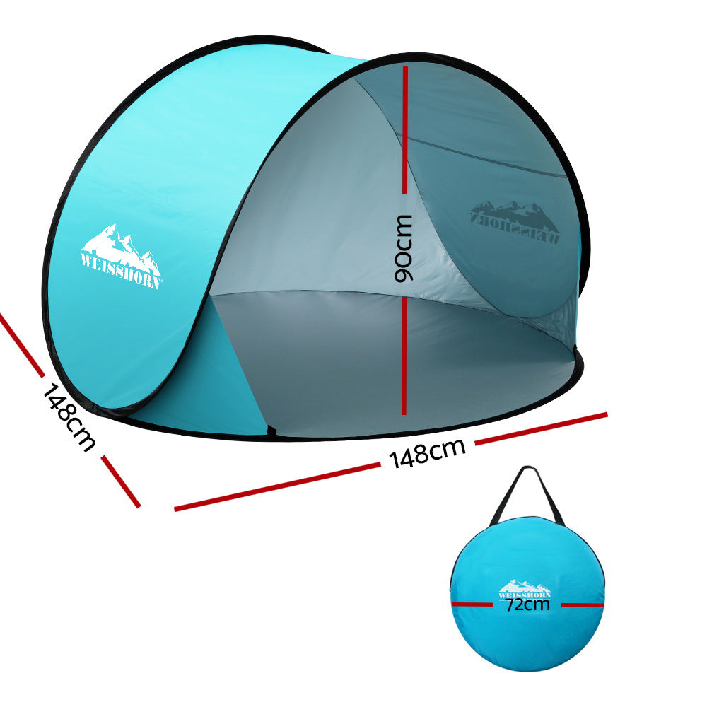 Weisshorn 3 Person Outdoor Beach Pop Up Tent Portable Sunshade Shelter - Sky Blue