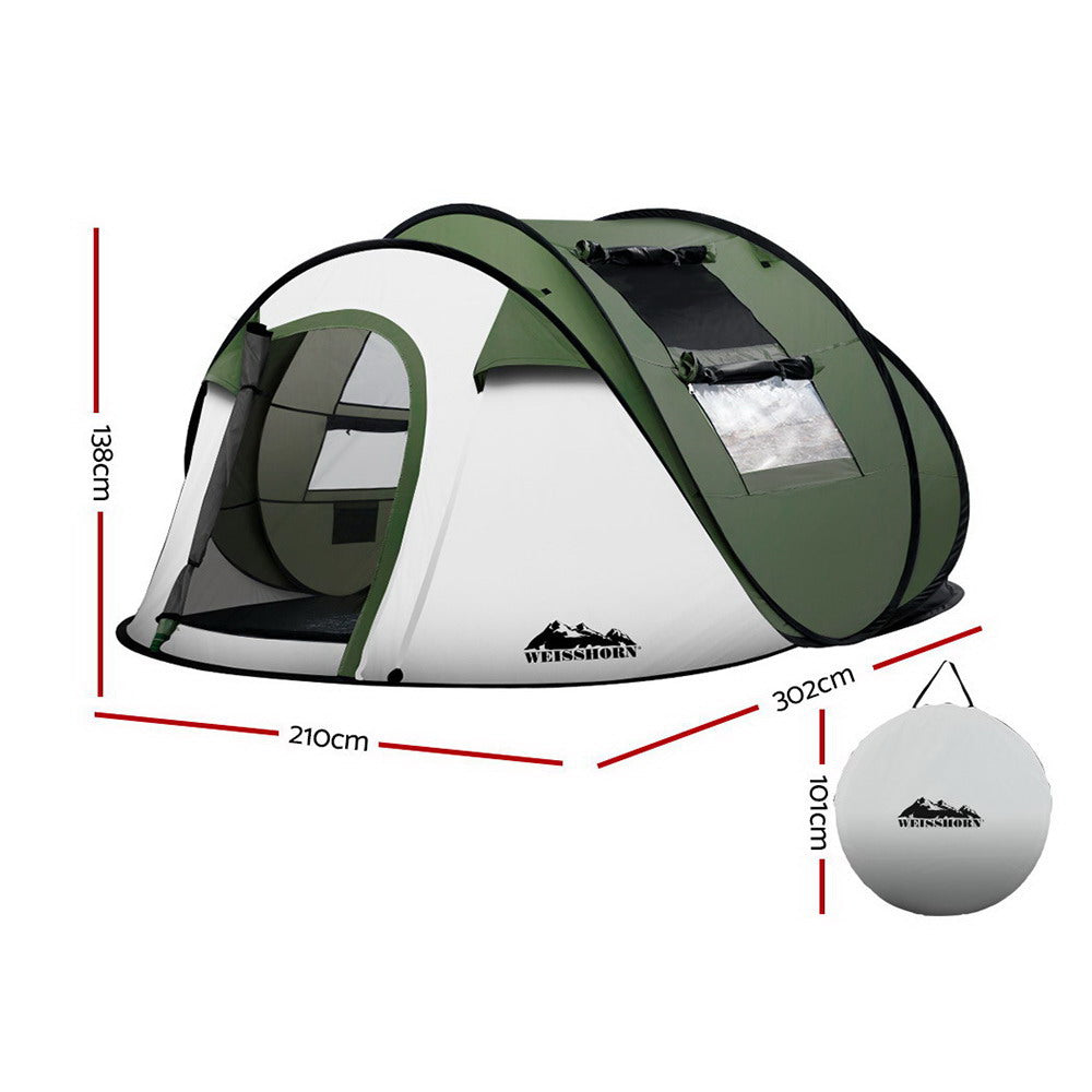 Weisshorn 4-5 Person Camping Pop up Tent Dome - Forest Green