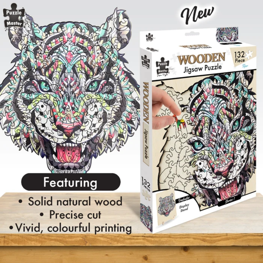 Puzzle Master: Tiger 132 Piece Wooden Jigsaw Puzzle