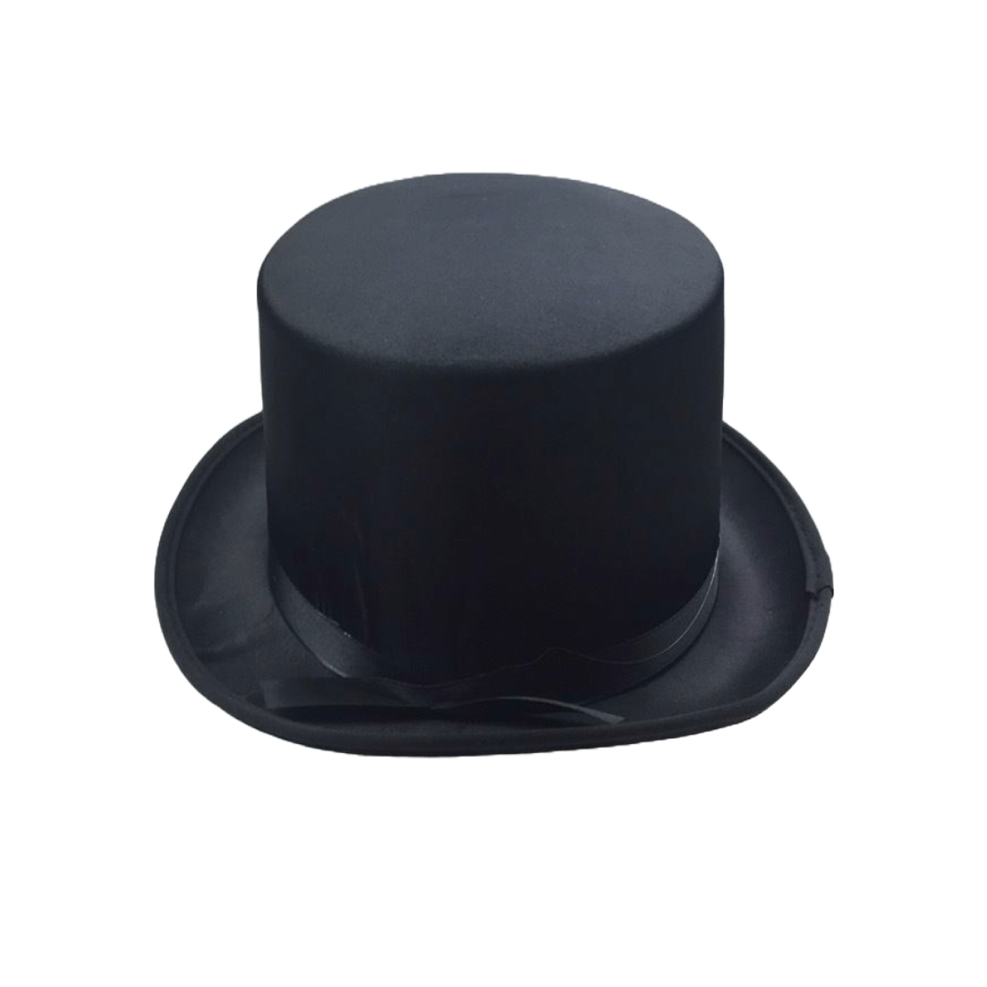 Satin Top Hat Party Costume - Black