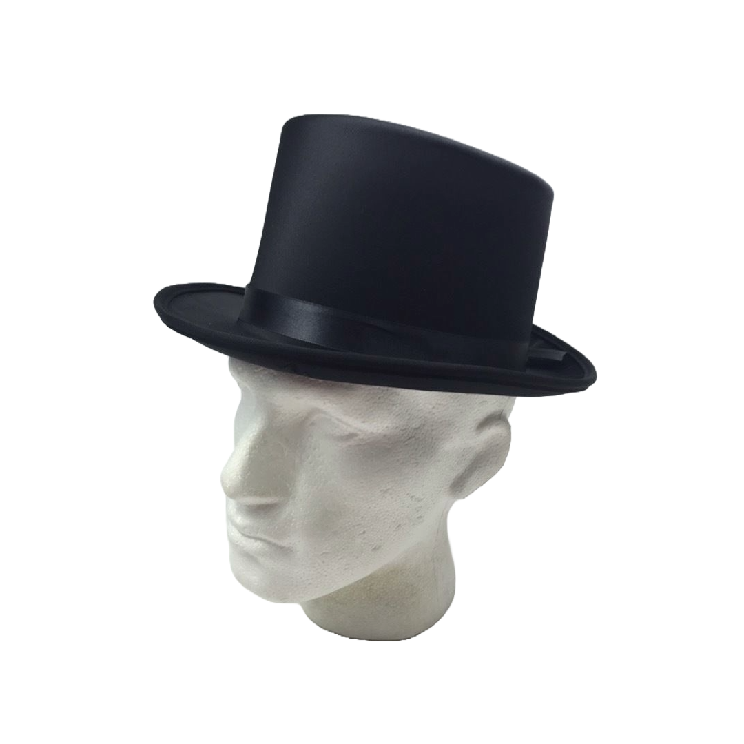 Satin Top Hat Party Costume - Black