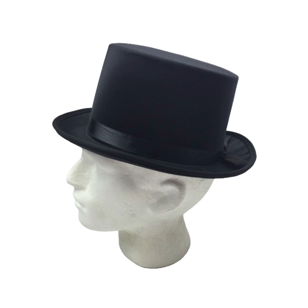 Satin Top Hat Party Costume - Black