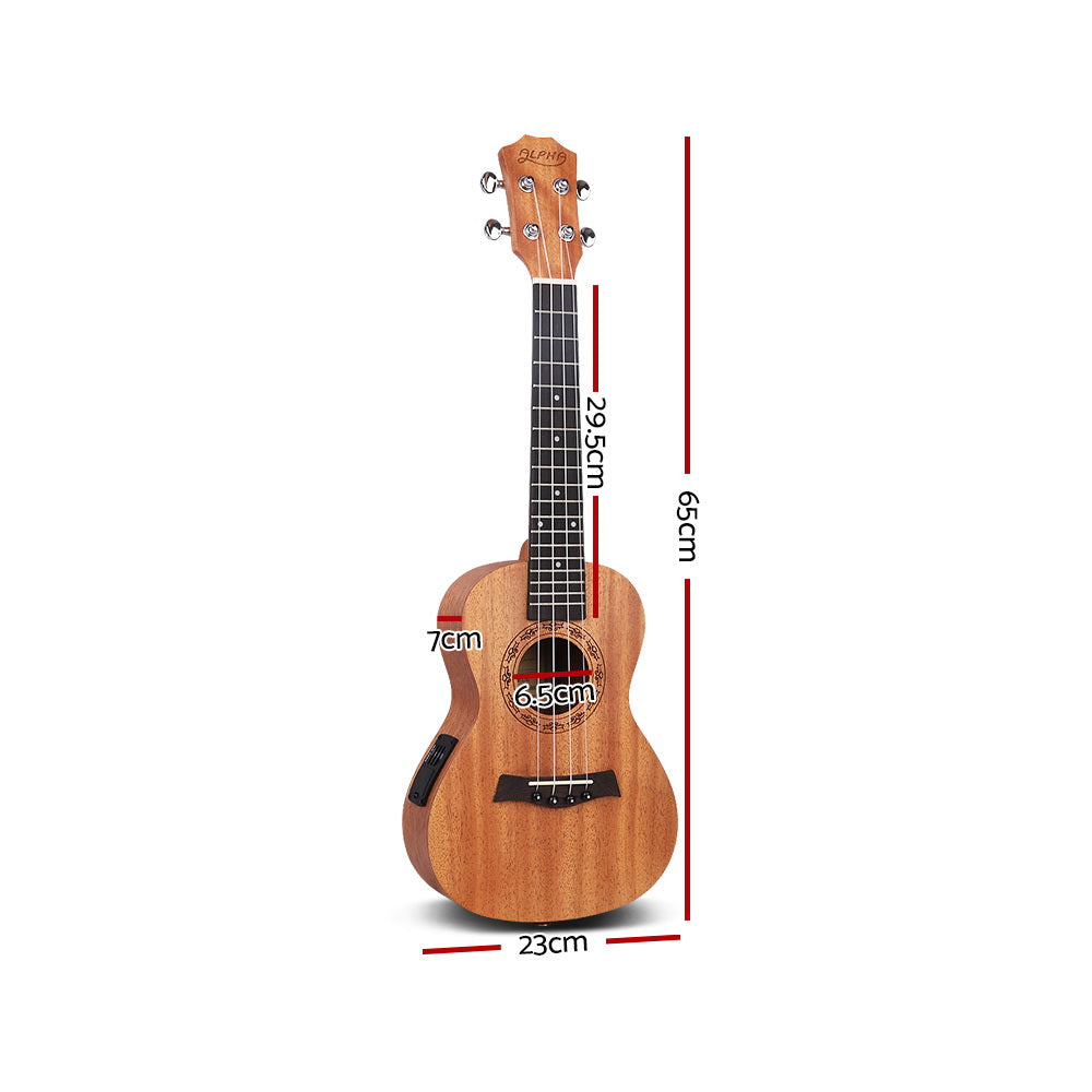 Alpha 26" Ukulele Equaliser Natural Mahogany Tenor Beginner Gift w/Bag