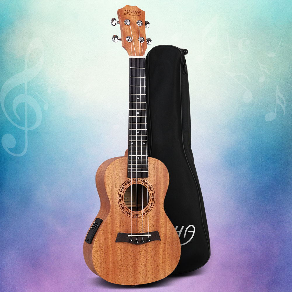 Alpha 26" Ukulele Equaliser Natural Mahogany Tenor Beginner Gift w/Bag