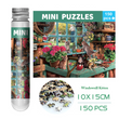 150-Piece Mini Jigsaw Puzzle in Reusable Tube – Compact Travel Puzzle with Postcard Back Design for Creative Play (Windowsill Kitten)
